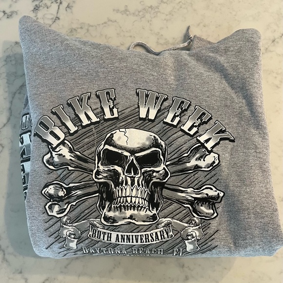 New 2021 Bike Week Daytona Beach Skull Bones Pullover Hoodie 2XL Heavy Duty - Picture 1 of 6